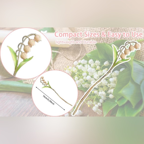 Hair Pins Sticks Lily Flower 2Pcs Metal Hair Accessories Simple Elegant Chignon - Picture 6 of 8